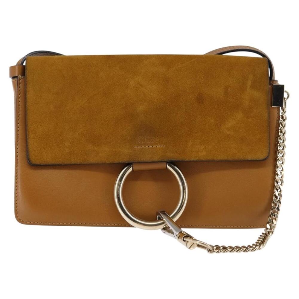 Chloe Suede Leather Fay Shoulder Bag Beige